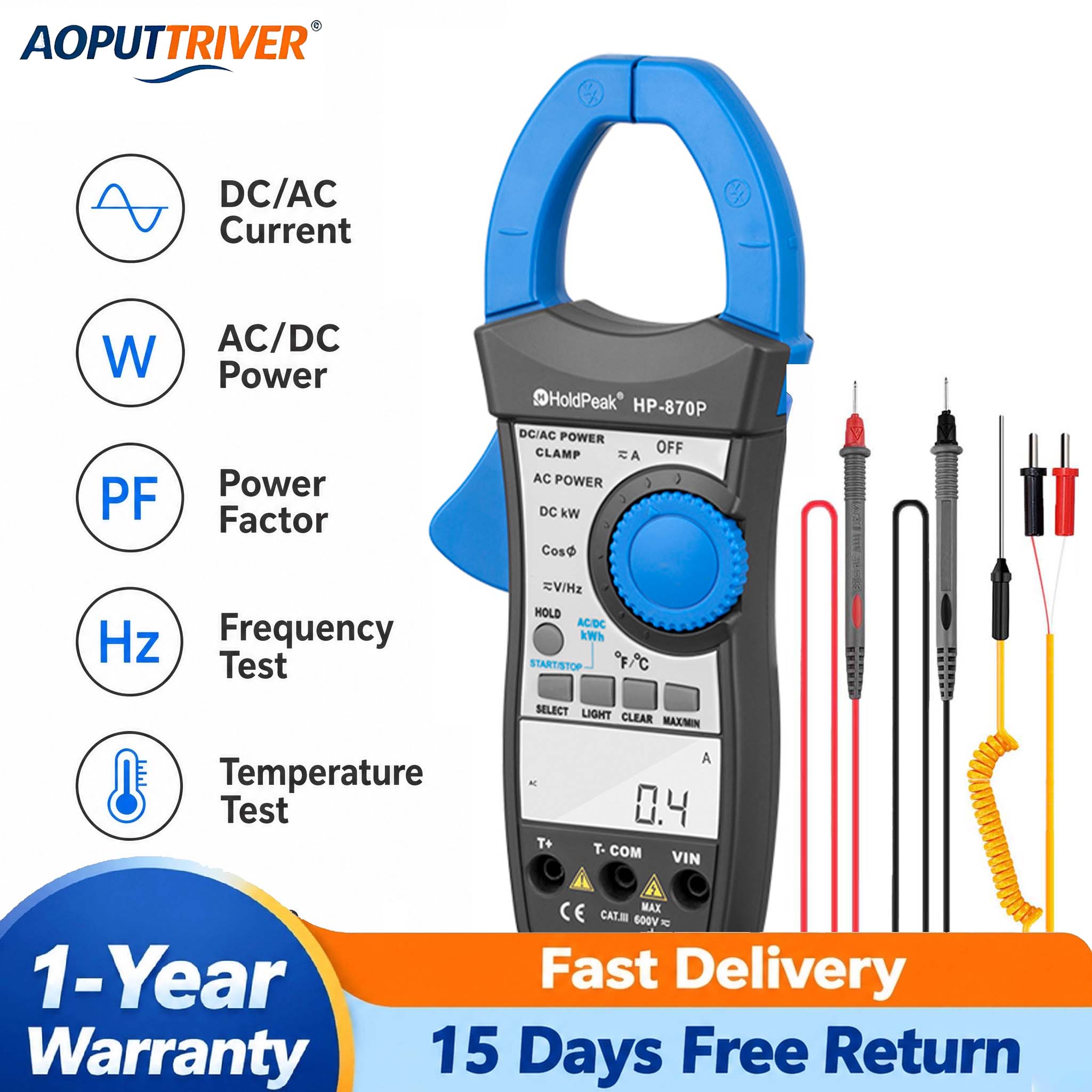 Energy Monitor Meter - HoldPeak 870P Multimeter Digital dengan Pengukur